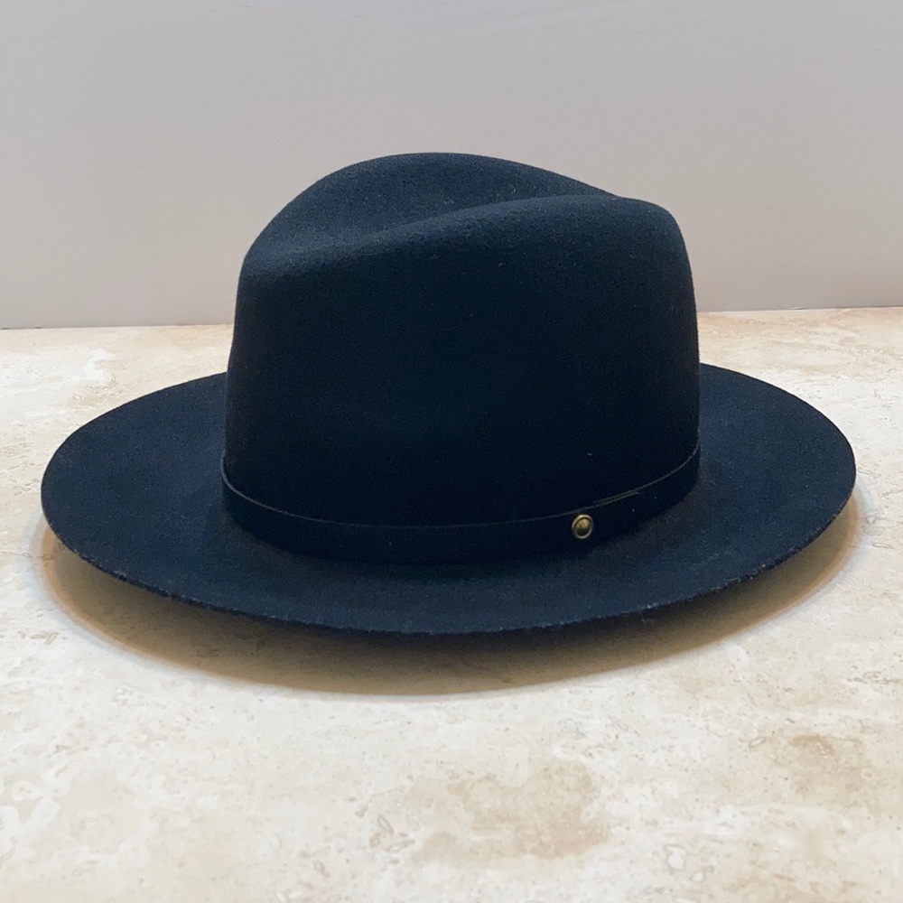 rag and bone Black Floppy Brim Felted Wool Fedora